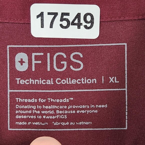 Figs Shirt Womens XL Burgundy Rafaela Oversized Scrub Top Technical Collection - Picture 7 of 11